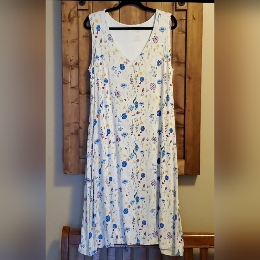 Blue Sky Clothing Multicolor Floral  Bamboo Sleeveless Dress L